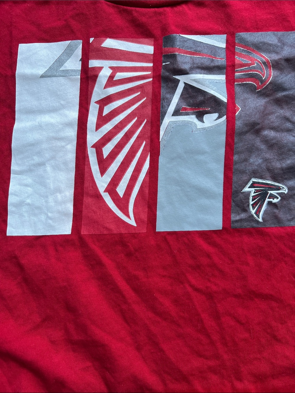 NFL Red Atlanta Falcons Graphic Crop Top with White and Gray Accents